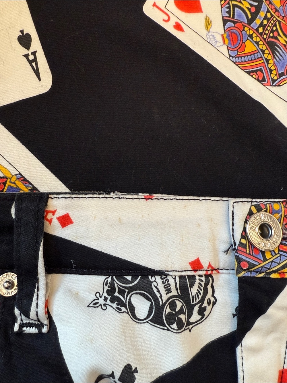 VINTAGE 90s MOSCHINO PLAYING CARDS PENCIL SKIRT VEGAS RARE SIZE US 10 - Picture 6 of 6